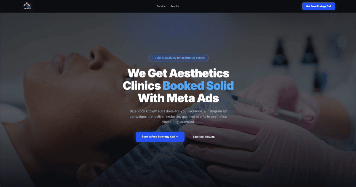 Website built for Blue Rock Growth, a Meta ads agency